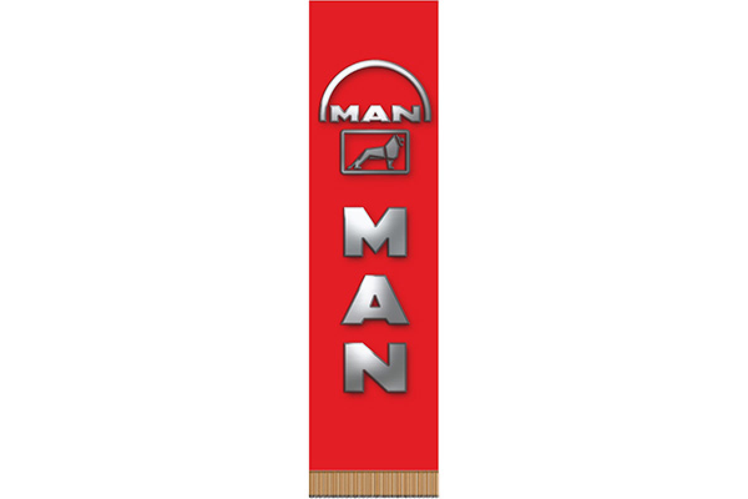  Вымпел прямоугольный "МАН" (55х200) с бахромой, фон красный  (уп. 1 шт.) AUTOSTICKERS