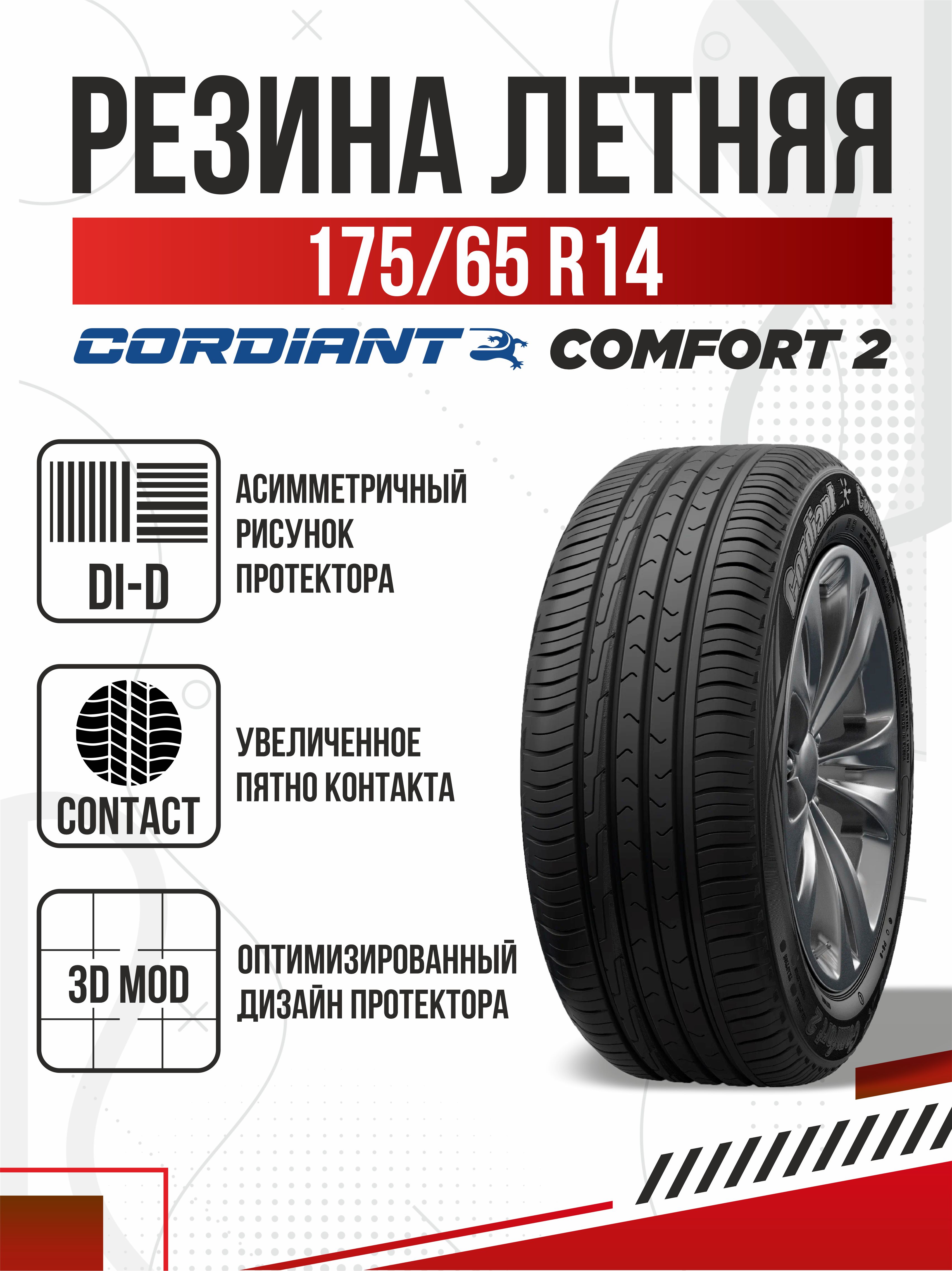 175/65R14/"Cordiant Comfort-2"/86H/лето/монтаж и балансировка в подарок