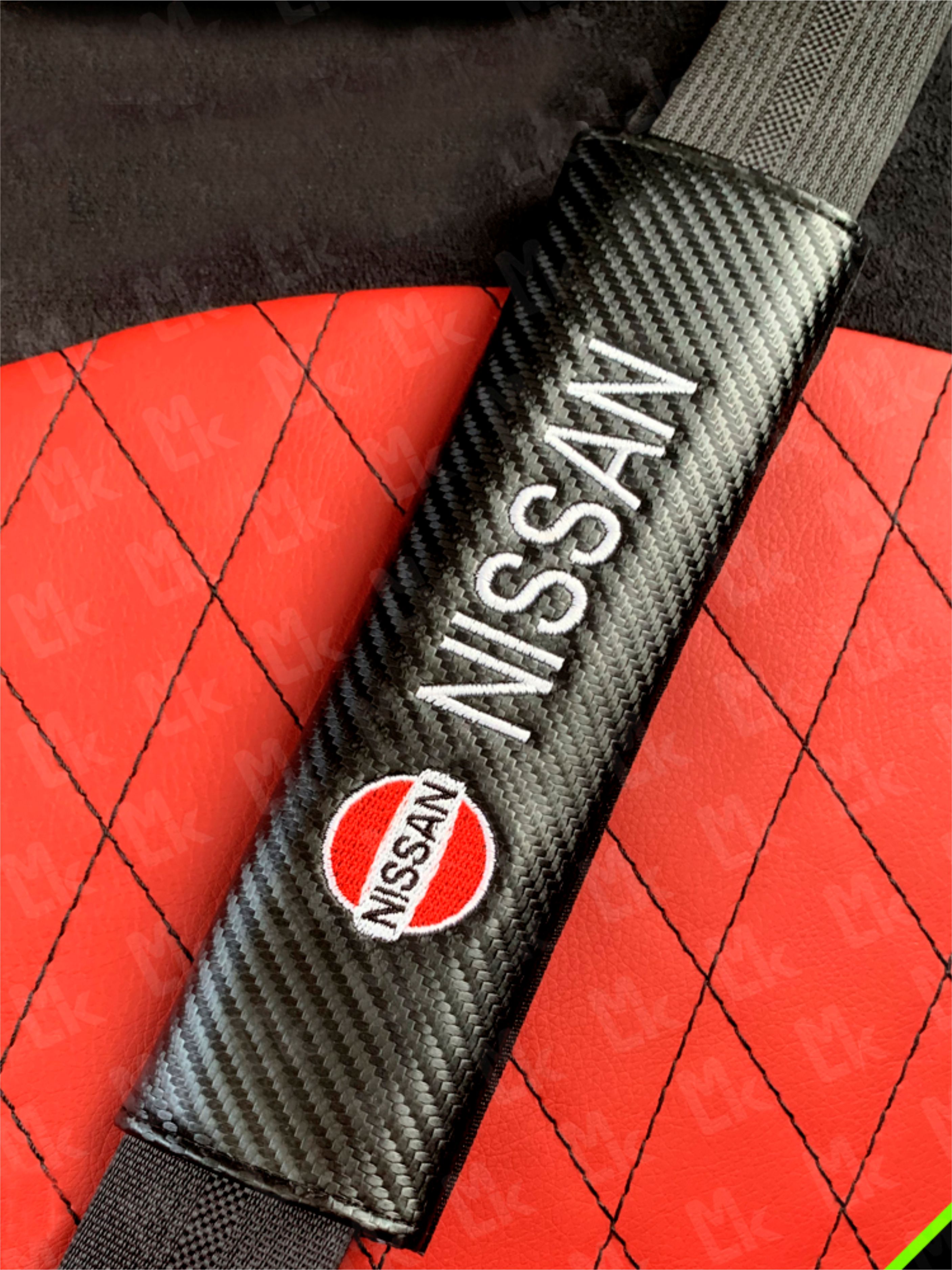  Накладки на ремень безопасности nissan ткань/вышивка