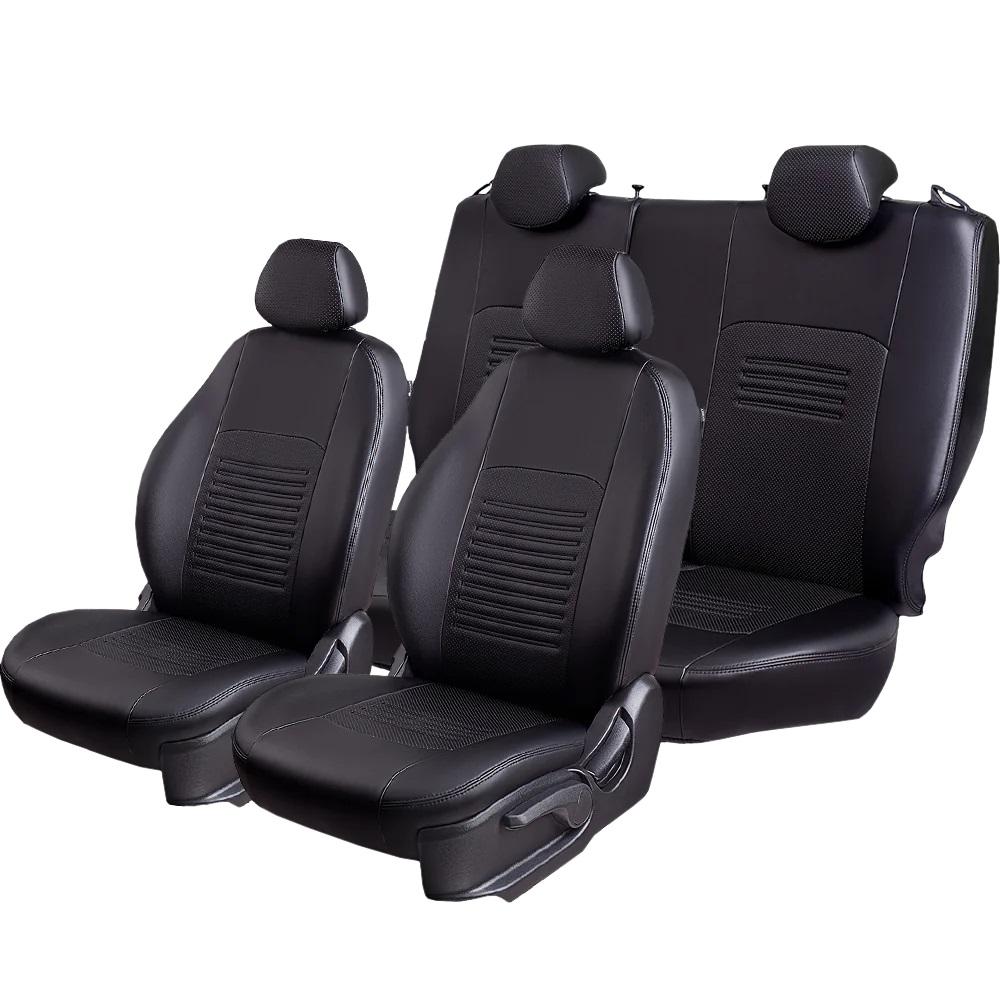 KIA Чехлы Модельные KIA SPORTAGE III 2010-2016г/HYUNDAI IX35 2010-2015г Экокожа Турин (Чёрный/Черный) Lord