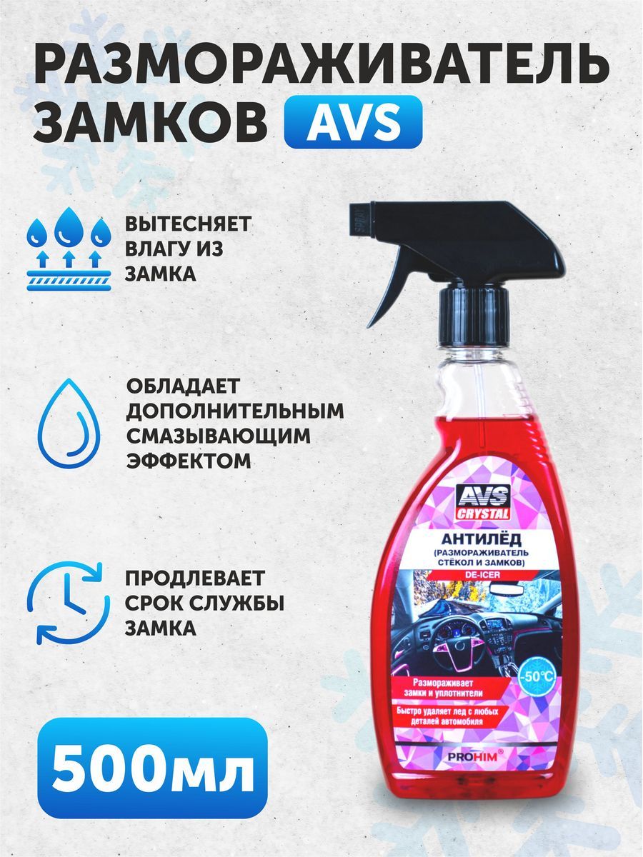 Размораживатель стекол и замков антилед AVS AVK-126 500 мл (триггер)
