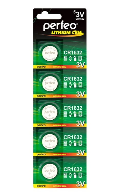 Батарейка CR-1632 Perfeo 3V Lithium Cell блист. 5штук